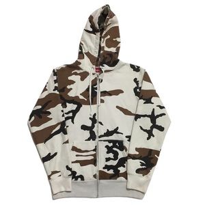 Men’s brown camo Supreme Zip Up hoodie